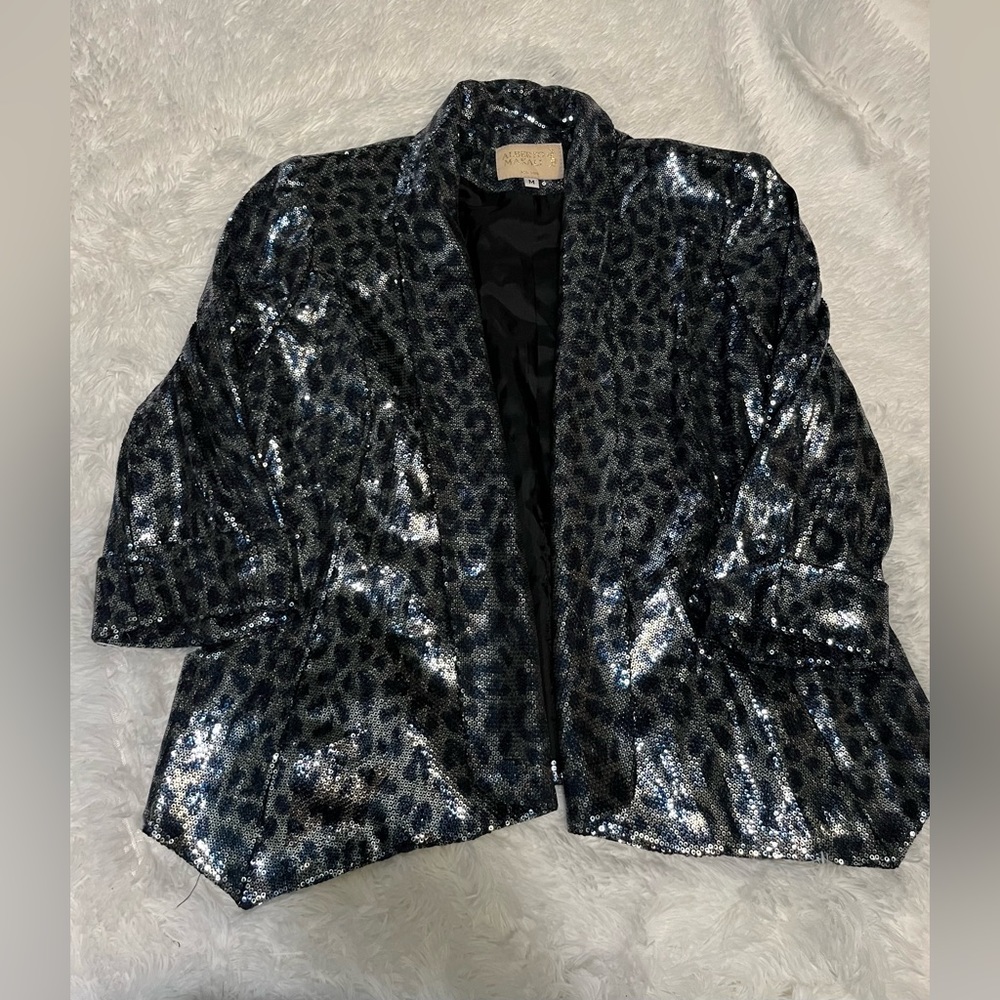 Vintage Alberto Makali cheetah print sequin jacket